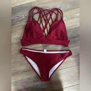 Cupshe Burgundy Strappy Bikini